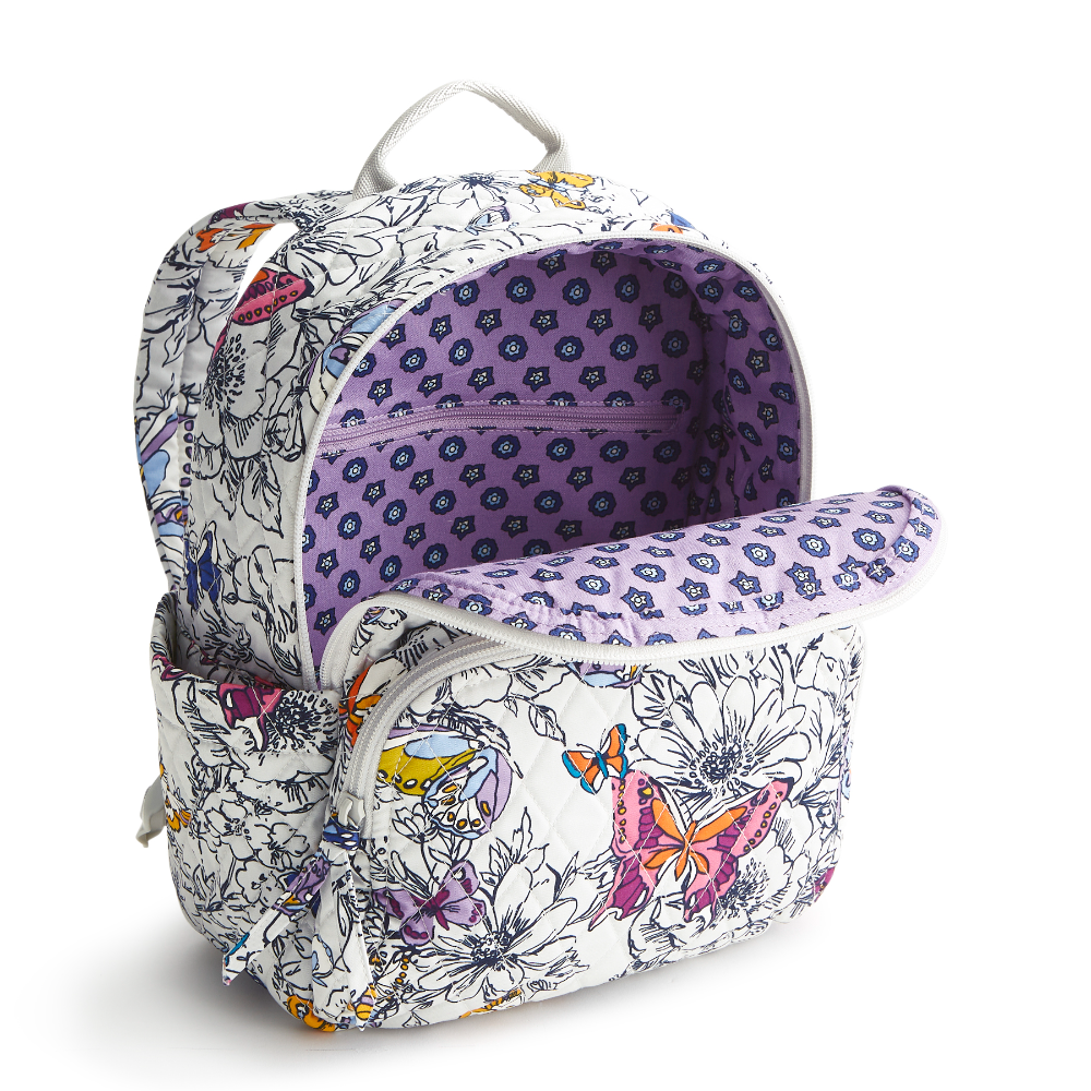 A Vera Bradley small backpack in the pattern Wing + Bloom.