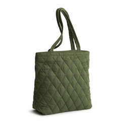 A small original small tote bag in pattern bronze green.