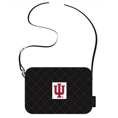 Vera Bradley NCAA Small Stadium Crossbody in solid black, with an Indiana University logo. 