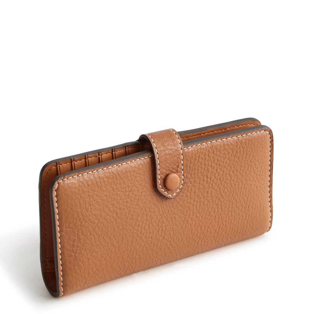 A brown Tab Wallet in Leather fabric from Vera Bradley.