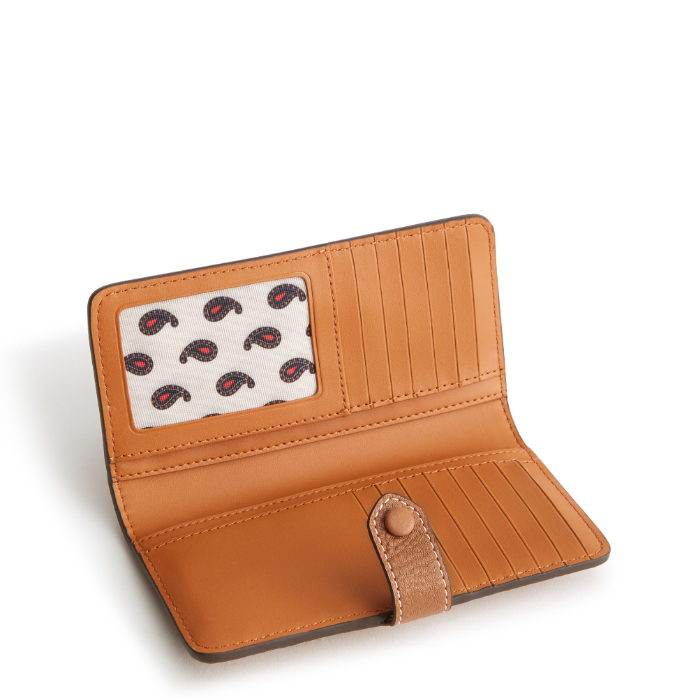 A brown Tab Wallet in Leather fabric from Vera Bradley.