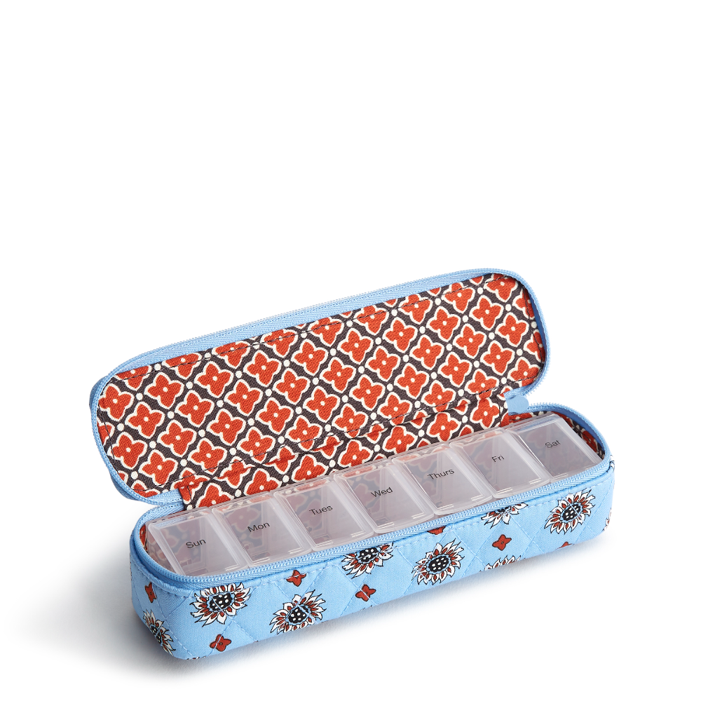 Travel Pill Case in Cotton Gabardine fabric, shown in the Vera Bradley pattern Marrakesh Geos.