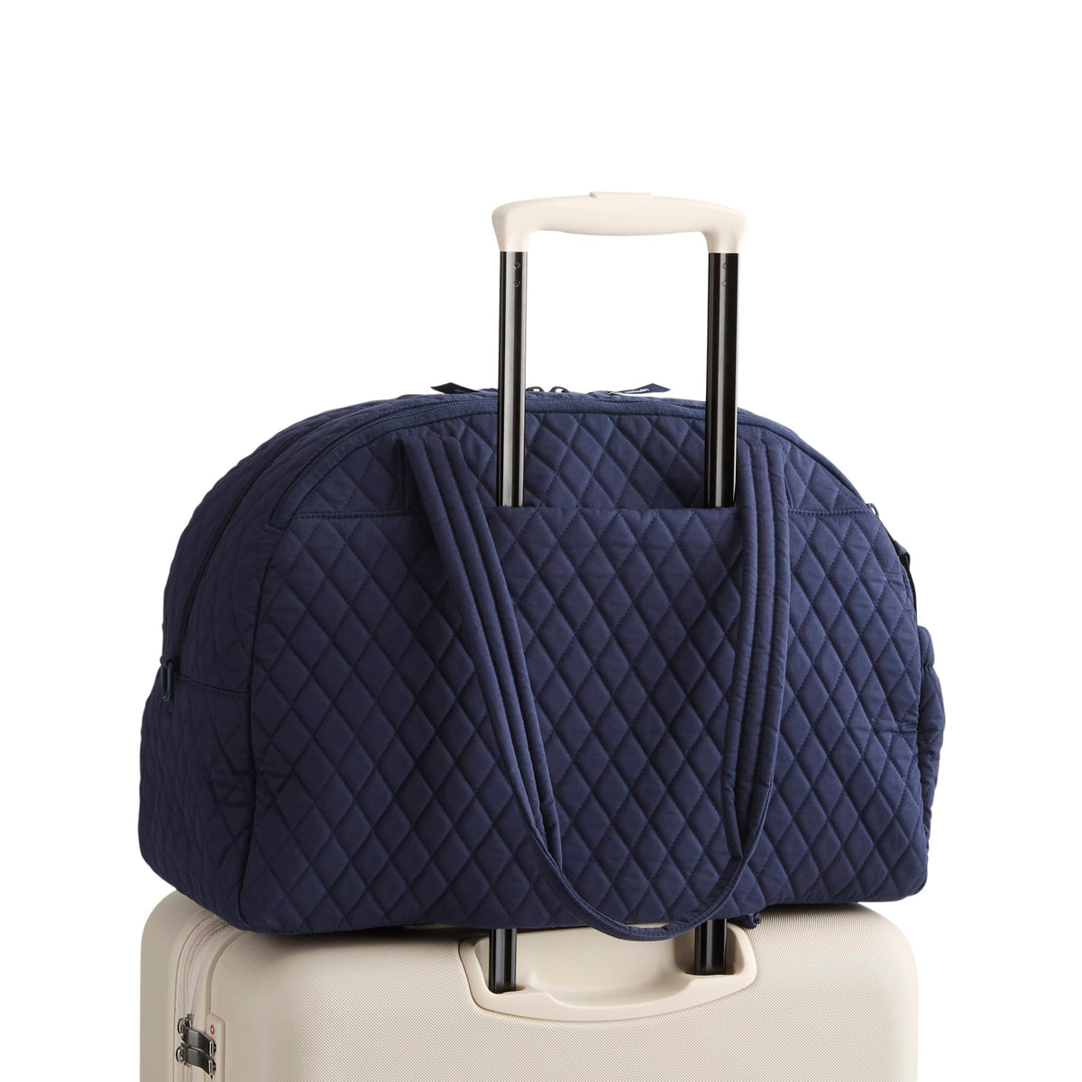 Vera Bradley Weekender Travel Bag in Peacoat, travel styling view