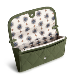 Vera Bradley Wildwood Wallet Crossbody in Polyester Twill fabric. Shown in the pattern Bronze Green.