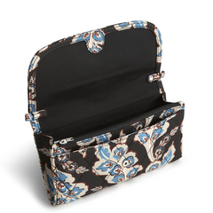 Vera Bradley Wildwood Wallet Crossbody in Polyester Twill fabric. Shown in the pattern Calyx + Quill Black.