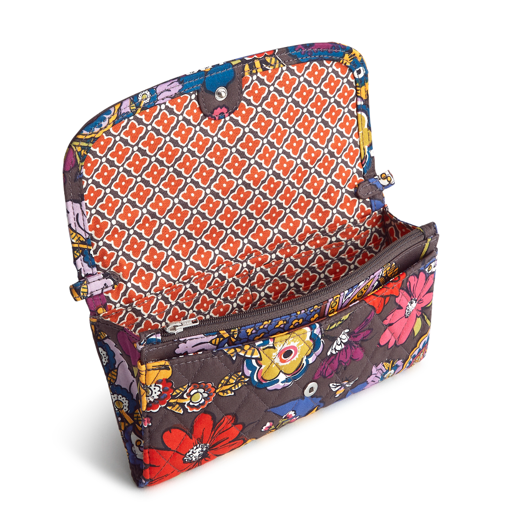 Wildwood Wallet Crossbody in Cotton Gabardine fabric from Vera Bradley. Shown in the Colorful Bouquet pattern.