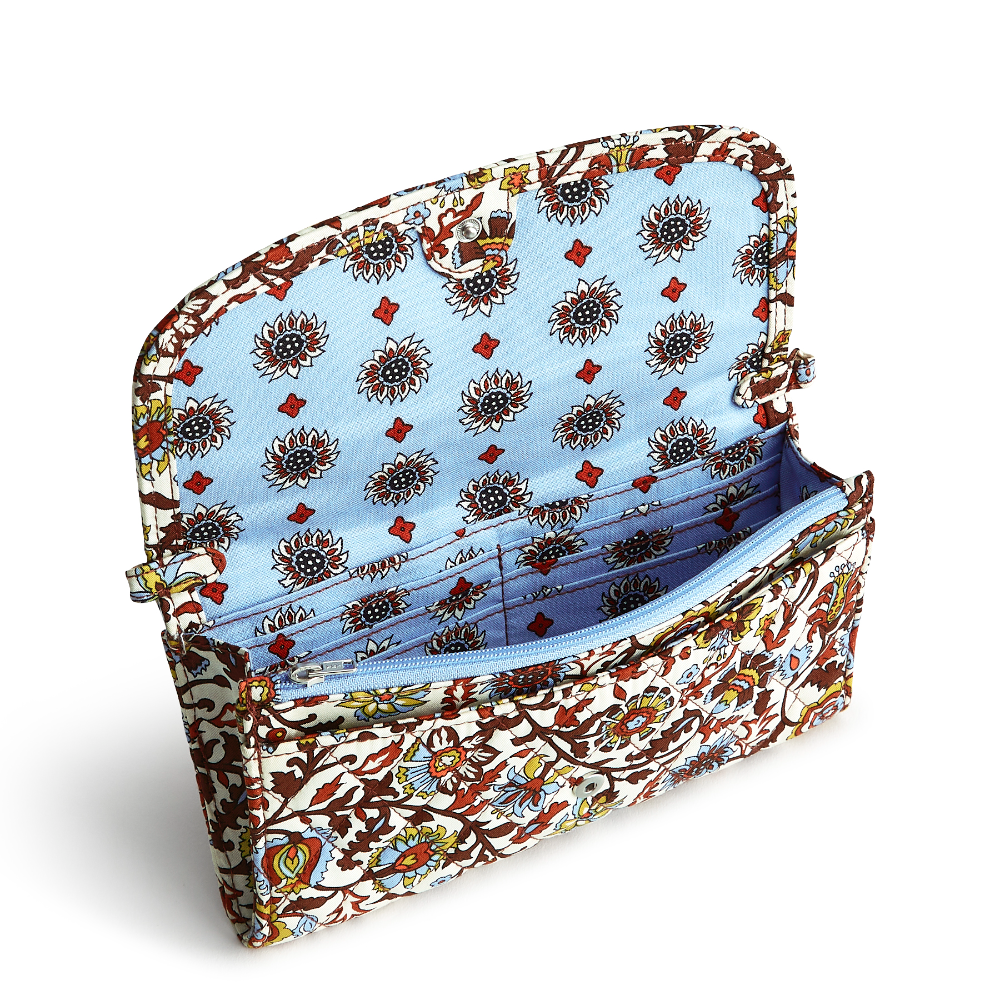 Wildwood Wallet Crossbody in Cotton Gabardine fabric from Vera Bradley. Shown in the Marrakesh Vines Cream pattern.