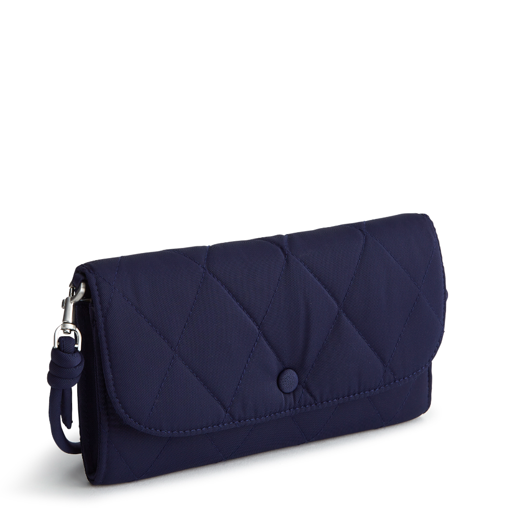 Vera Bradley Wildwood Wallet Crossbody in Polyester Twill fabric. Shown in the pattern Peacoat.