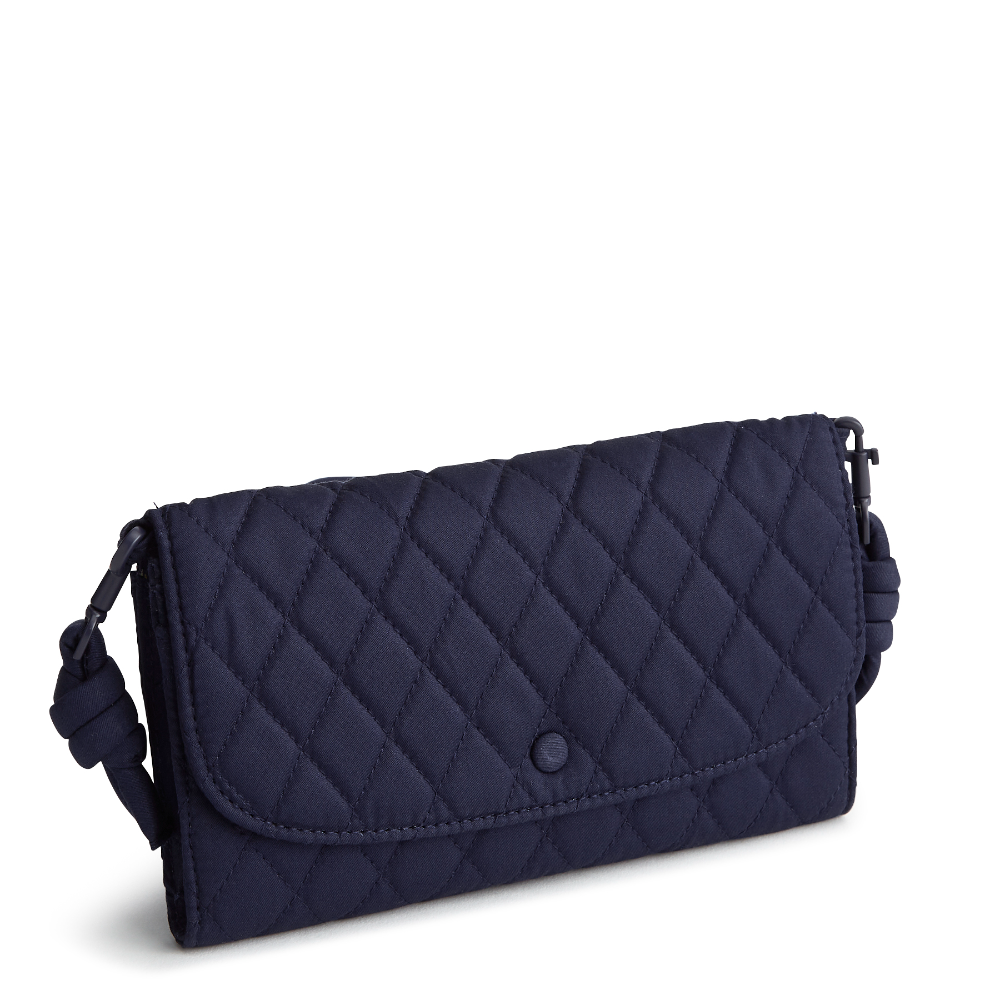 Wildwood Wallet Crossbody in Cotton Gabardine fabric from Vera Bradley. Shown in the Peacoat pattern.