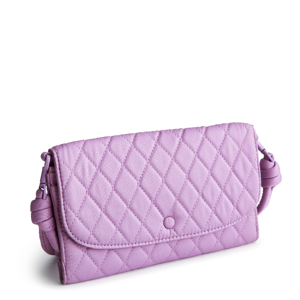 Wildwood Wallet Crossbody in Cotton Gabardine fabric from Vera Bradley. Shown in the Purple Rhapsody pattern.