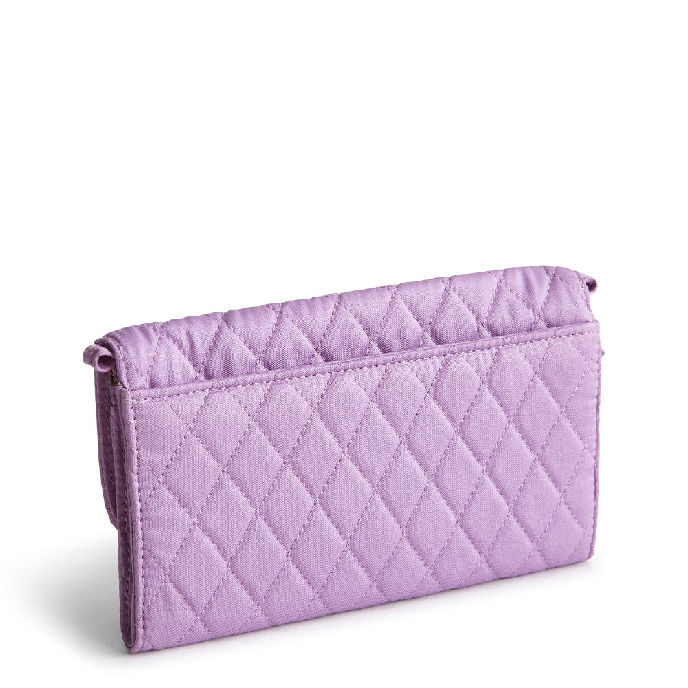 Wildwood Wallet Crossbody in Cotton Gabardine fabric from Vera Bradley. Shown in the Purple Rhapsody pattern.