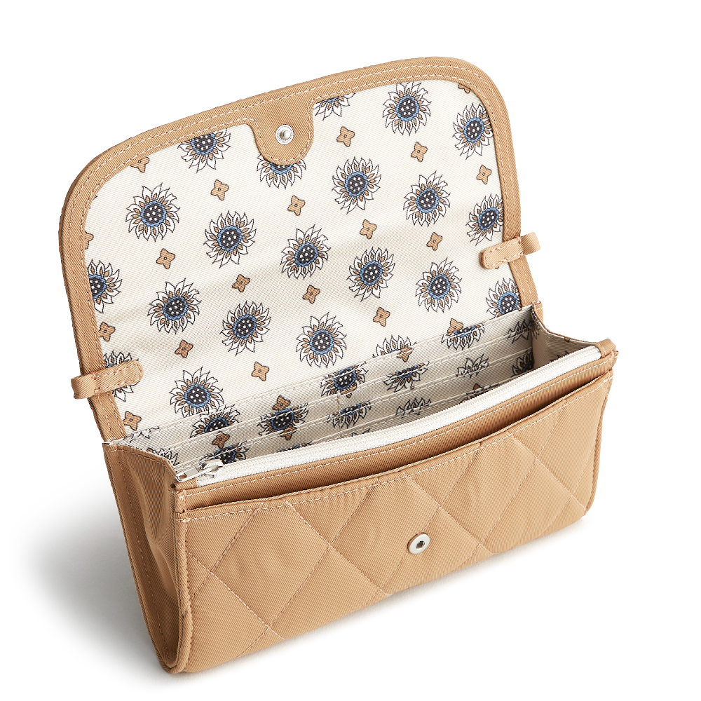 Vera Bradley Wildwood Wallet Crossbody in Polyester Twill fabric. Shown in the pattern Tiger's Eye.