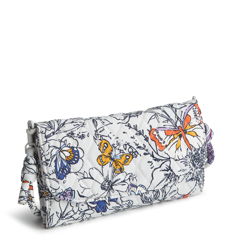 Wildwood Wallet Crossbody in Cotton Gabardine fabric from Vera Bradley. Shown in the Wing + Bloom pattern.