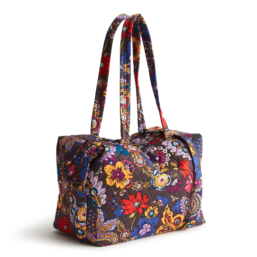 Vera Bradley Woodhill Shoulder Bag in Cotton Gabardine fabric. Shown in the pattern Colorful Bouquet.