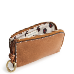 Vera Bradley Zip Card Pouch in Leather fabric, in the color tan.