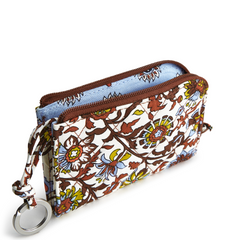 Vera Bradley Zip Card Pouch Cotton Gabardine fabric, shown in the color white and brown.