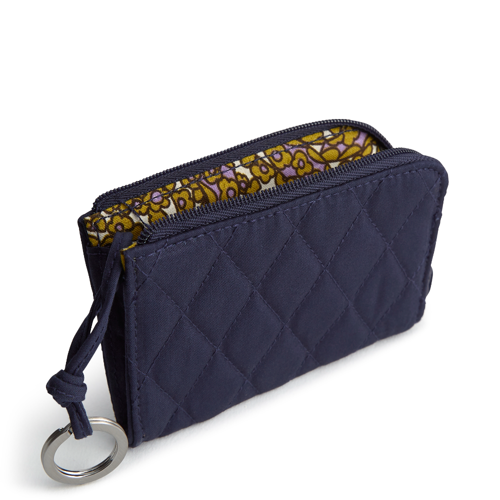 Vera Bradley Zip Card Pouch Cotton Gabardine fabric, shown in the color blue.