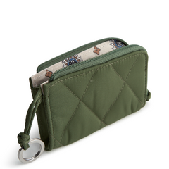 A Vera Bradley Zip Id Case Wallet in Zip Card Pouch in Polyester Twill fabric. Shown in the color green.