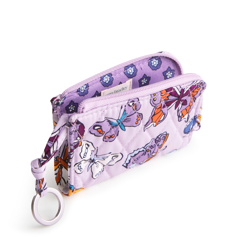 Vera Bradley Zip Card Pouch Cotton Gabardine fabric, shown in the color purple.