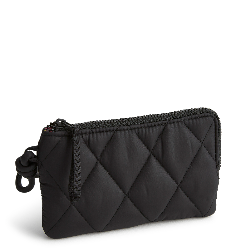 A Vera Bradley Zip Wristlet made from Nylon fabric in the color black.
