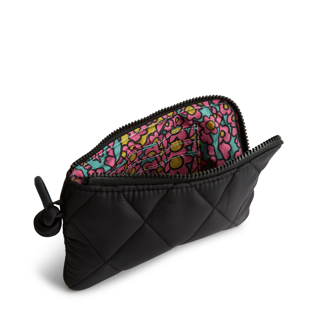 A Vera Bradley Zip Wristlet made from Nylon fabric in the color black.