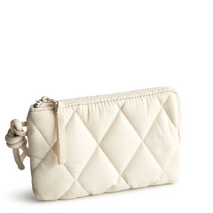 A Vera Bradley Zip Wristlet made from Nylon fabric in the color white.