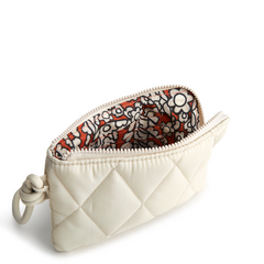 A Vera Bradley Zip Wristlet made from Nylon fabric in the color white.