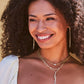 Cailin Crystal Pendant Necklace in Gold Metal - White Crystal Model View