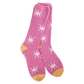 A pair of pink women's crew socks from World's Softest Socks. 