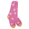 A pair of pink women's crew socks from World's Softest Socks. 