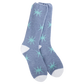 A pair of blue women's crew socks from World's Softest Socks.