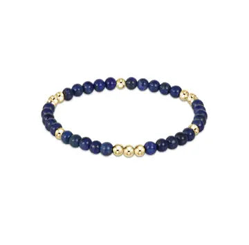 Worthy Pattern 3mm Bead Bracelet - Lapis Front View