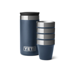Navy blue YETI Shot glasses and travel case.