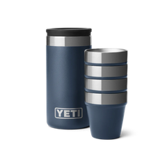 Navy blue YETI Shot glasses and travel case.