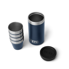 Navy blue YETI Shot glasses and travel case.