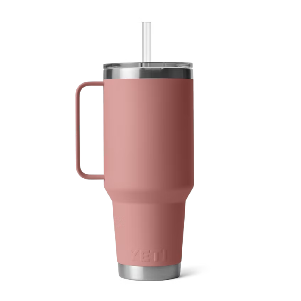 Rambler 42 oz Straw Mug in Sandstone Pink.