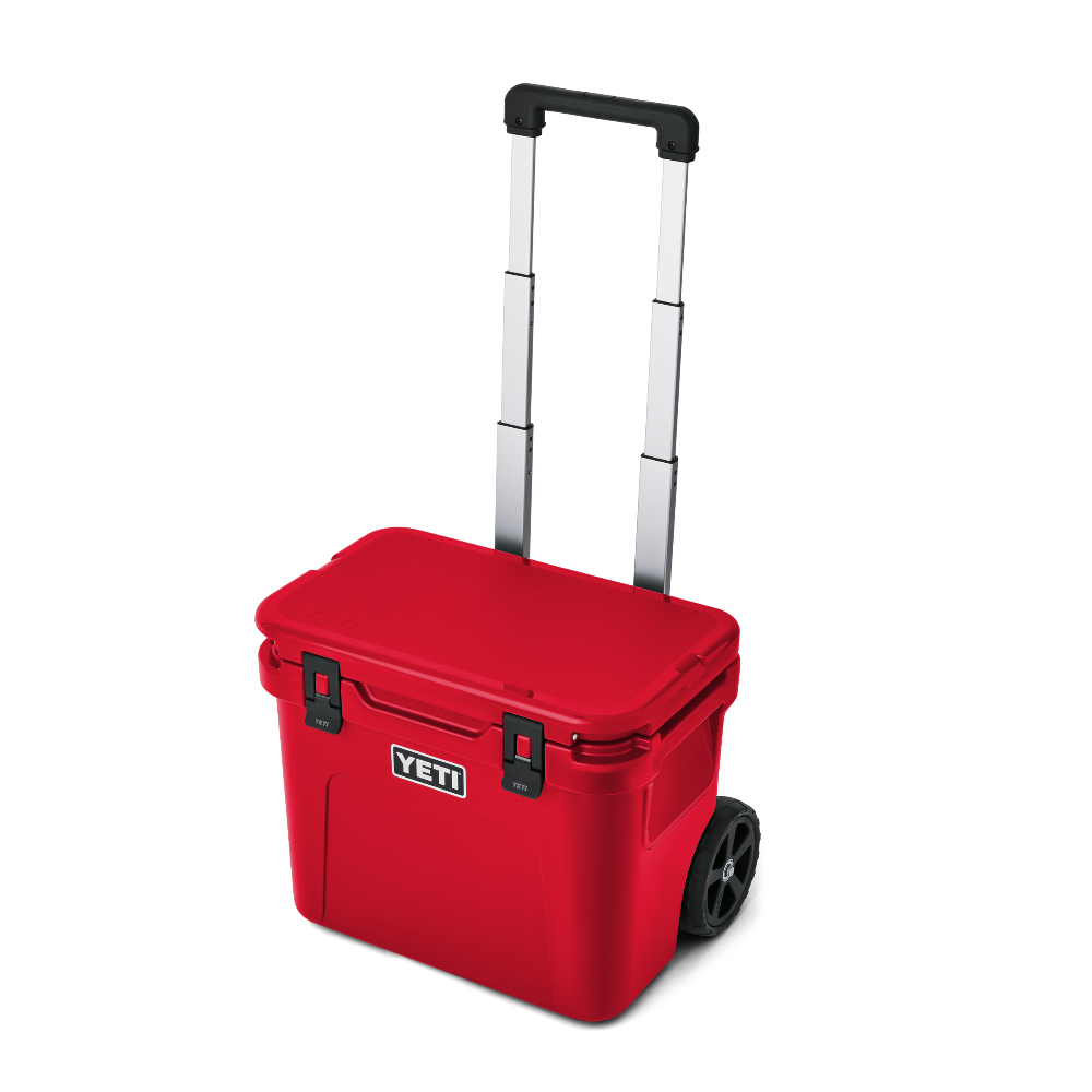 YETI Roadie 32 Wheeled Cooler in Rescue Red.