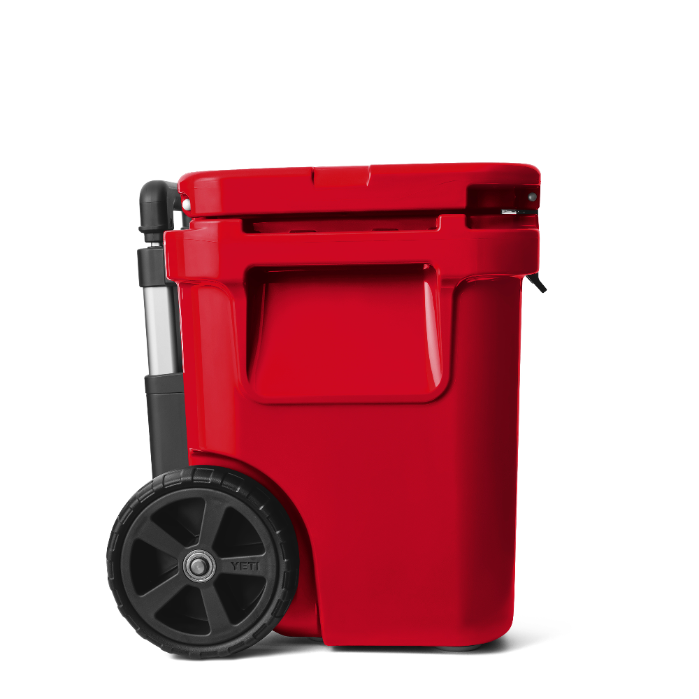 YETI Roadie 32 Wheeled Cooler in Rescue Red.