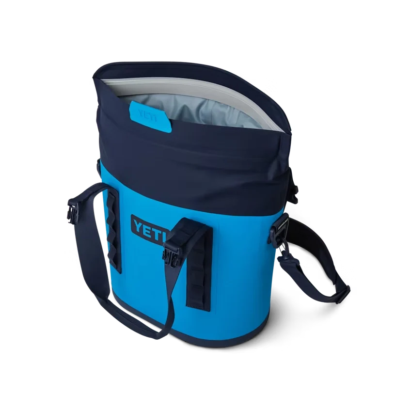 YETI Hopper M15 Tote Soft Cooler in Big Wave Blue.