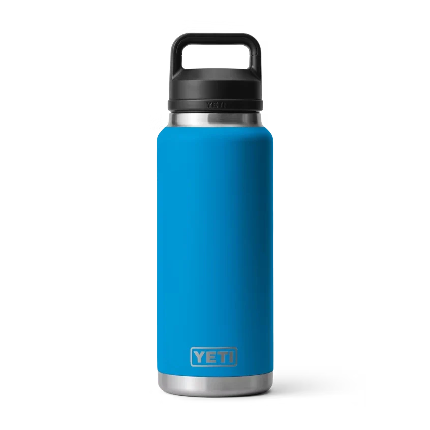 YETI Rambler 36 oz Bottle With Chug Cap in Big Wave Blue.