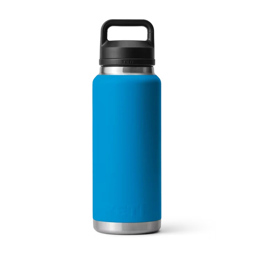 YETI Rambler 36 oz Bottle With Chug Cap in Big Wave Blue.
