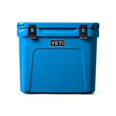 YETI Roadie 60 Hard Wheeled Cooler in Big Wave Blue.