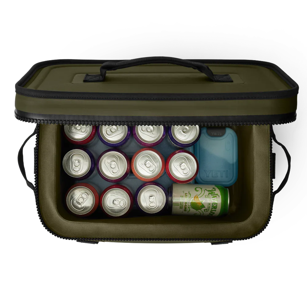 YETI Hopper Flip 18 Soft Cooler in Olive.