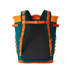 The YETI Hopper Backpack M20 Soft Cooler in color Teal and Orange. From YETI Crossover collection.