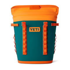 The YETI Hopper Backpack M20 Soft Cooler in color Teal and Orange. From YETI Crossover collection.