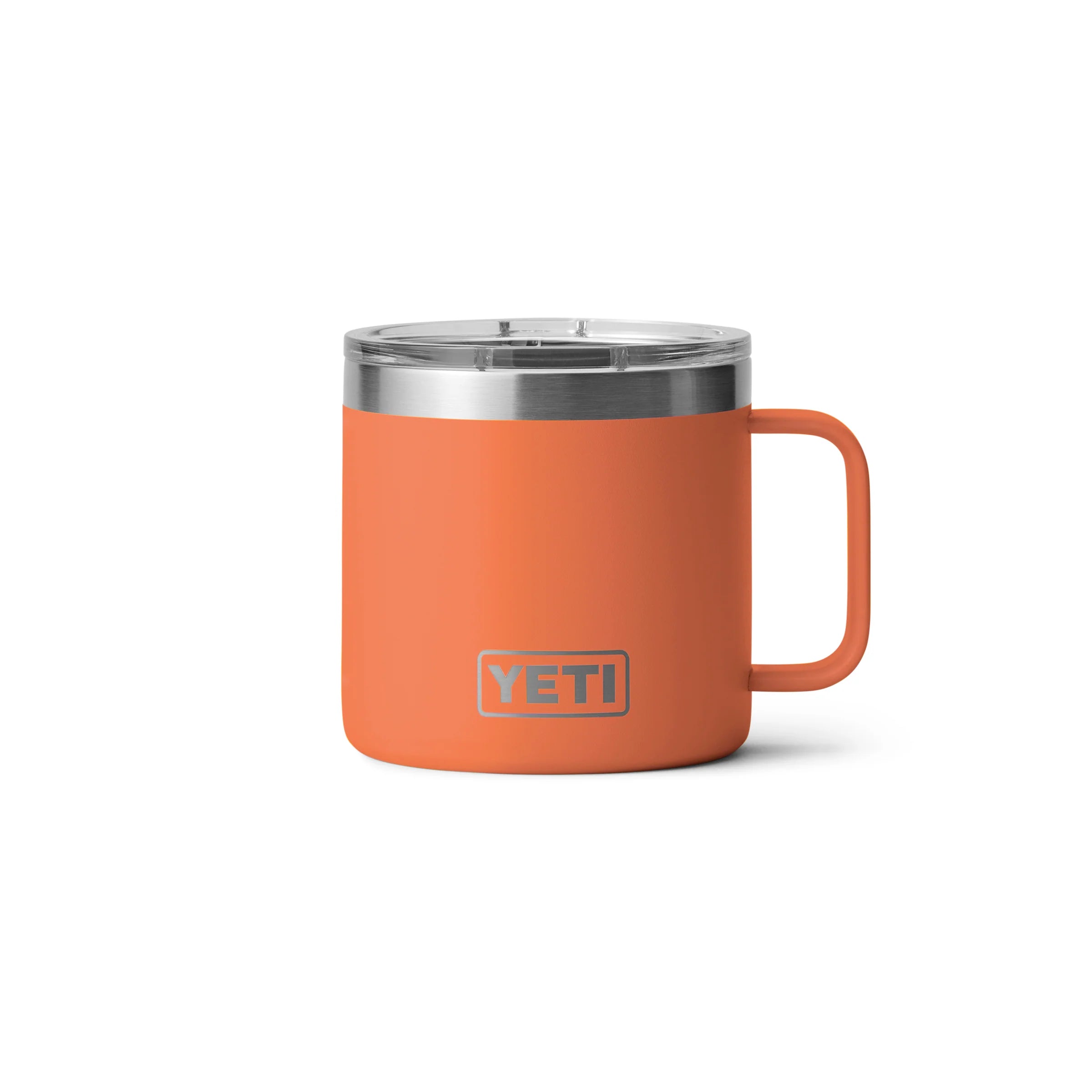 A YETI Rambler 14 oz Coffee Mug with a magliser™ lid. In limited edition color: High Desert Clay.