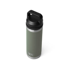 A YETI Rambler 18 oz Bottle with a Chug cap, in Camp Green.