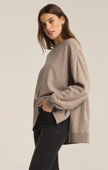 An all Heather Tape modern weekender sweater from the brand Z Supply.