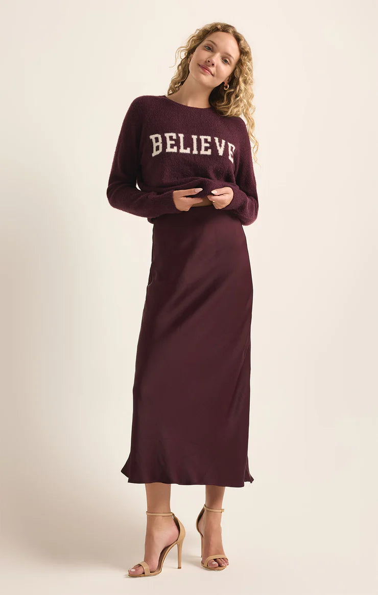 Skirts Europa Luxe Sheen Midi Skirt Berry Wine Color From Z Supply.