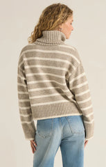 Sweaters Josephine Stripe Turtleneck Sweater Heather Taupe from Z Supply clothing.